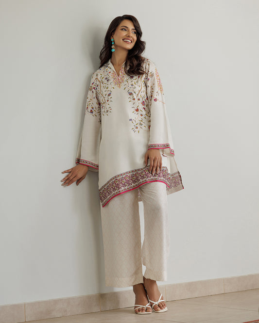 “PoshBella minimal printed elegant co-ord set for festive wear, perfect for bridesmaids and pre-wedding functions, smooth Korean BSY outfit for wedding season style.”