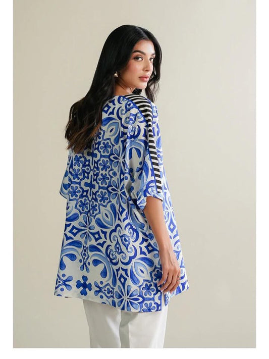 blue printed co ord set, printed co ord set for women, Korean BSY co ord set, blue white co ord set, women co ord set, printed two piece set, relaxed fit co ord set, stylish co ord set for women, workwear co ord set, casual co ord set for women, vacation co ord set, brunch outfit for women, smart casual co ord set, comfortable co ord set, trendy women’s co ord set