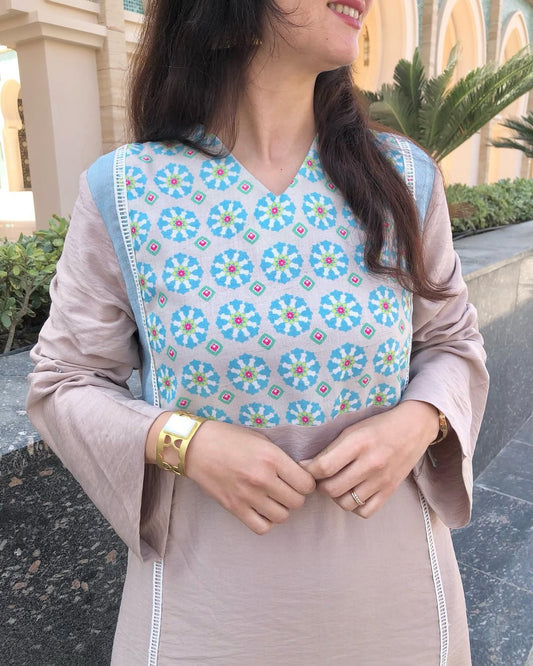 long dress for women, straight fit dress for women, rayon dress for women, long rayon dress, pink dress for women, blush pink dress, printed dress for women, ethnic fusion dress, Indo western dress for women, elegant casual dress, stylish long dress, modest dress for women, full sleeve long dress, flared sleeve dress, V neck dress for women, festive daywear, brunch dress for women, vacation dress for women, resort wear dress, family gathering outfit, kitty party dress, everyday dress for women, comfortable