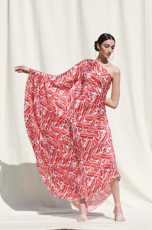 Red One-Shoulder Gown