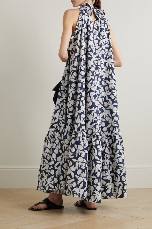 Floral Halter Neck Maxi Dress