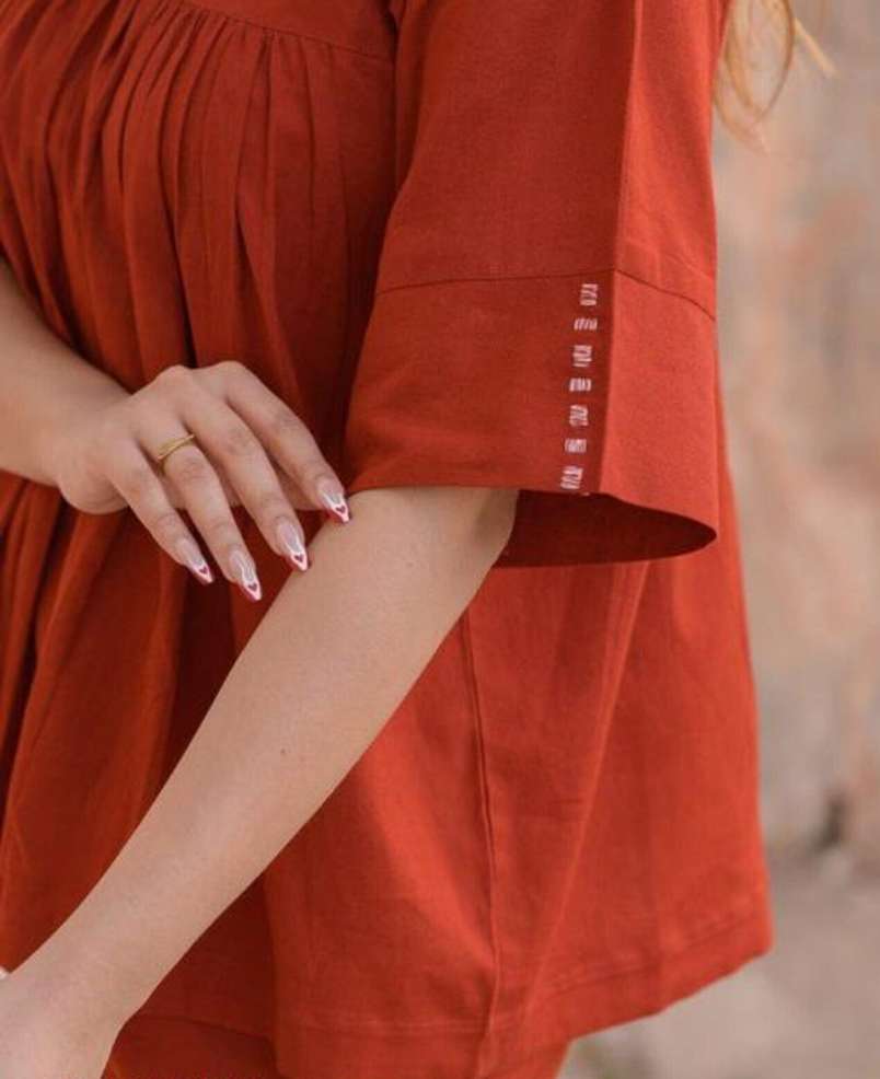 Orange Cotton Kurta Set