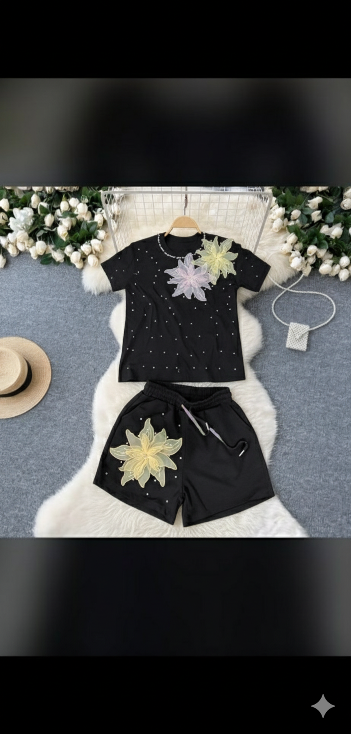 Black Flower Co-ord Set
