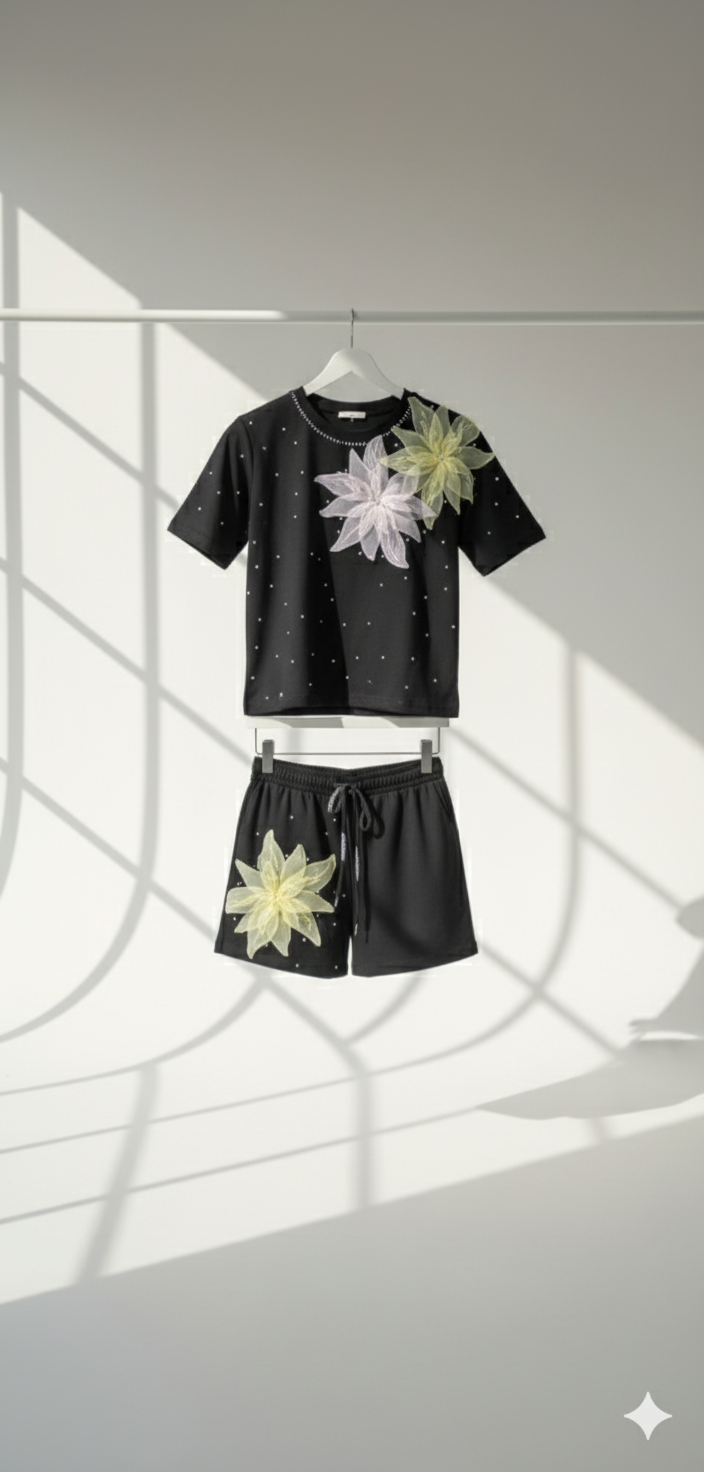Black Flower Co-ord Set