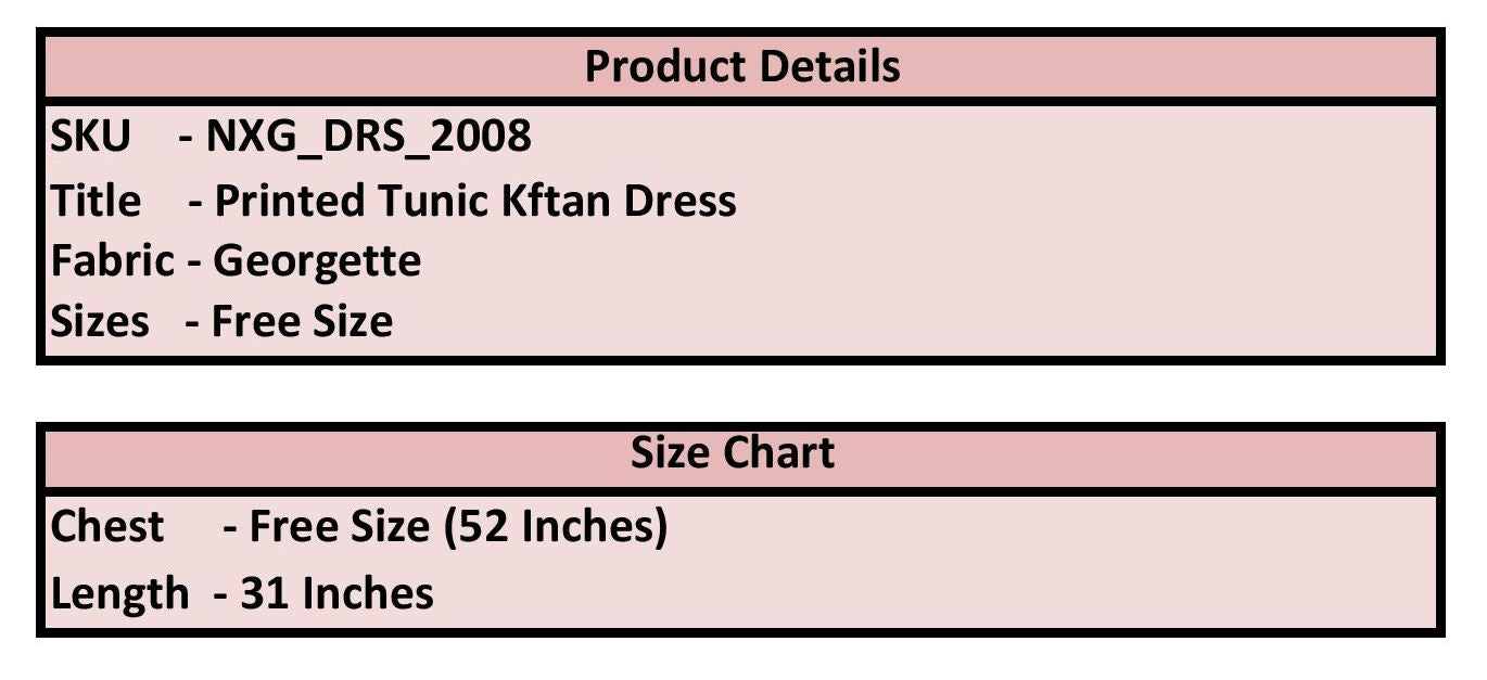 Printed Tunic Kaftan Dress