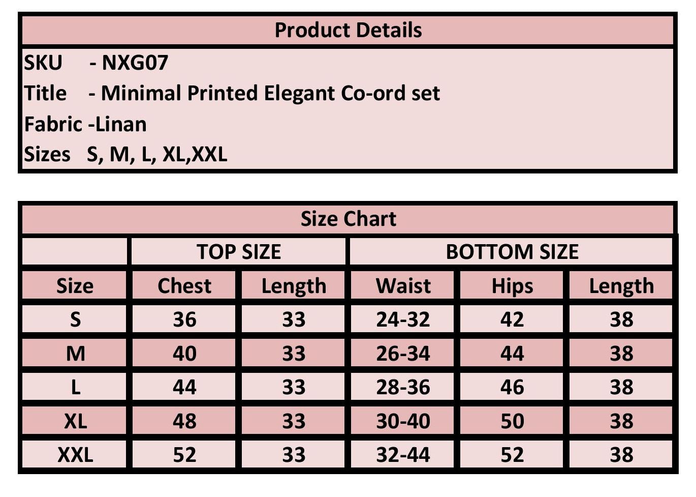 "Details of PoshBella NXG07 Minimal Printed Elegant Co-ord Set"