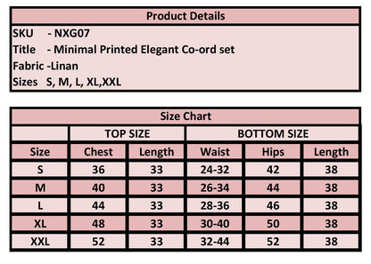 "Details of PoshBella NXG07 Minimal Printed Elegant Co-ord Set"