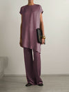 Maroon Satin Coord Set