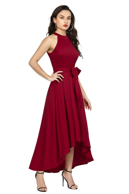 Valentine special maroon sleeveless fit and flare dress