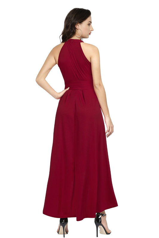 Elegant maroon party wear dress for date night