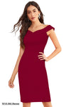 Maroon sleeveless bodycon dress for women with round neck and knee-length fit in stretchable knitted fabric