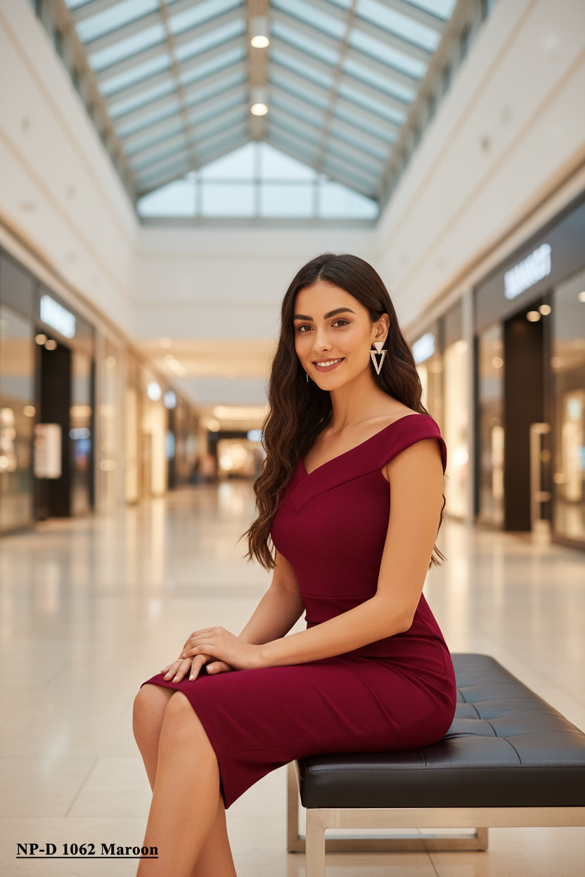 Stylish maroon bodycon dress for women in sleeveless design, knee-length party and casual wear