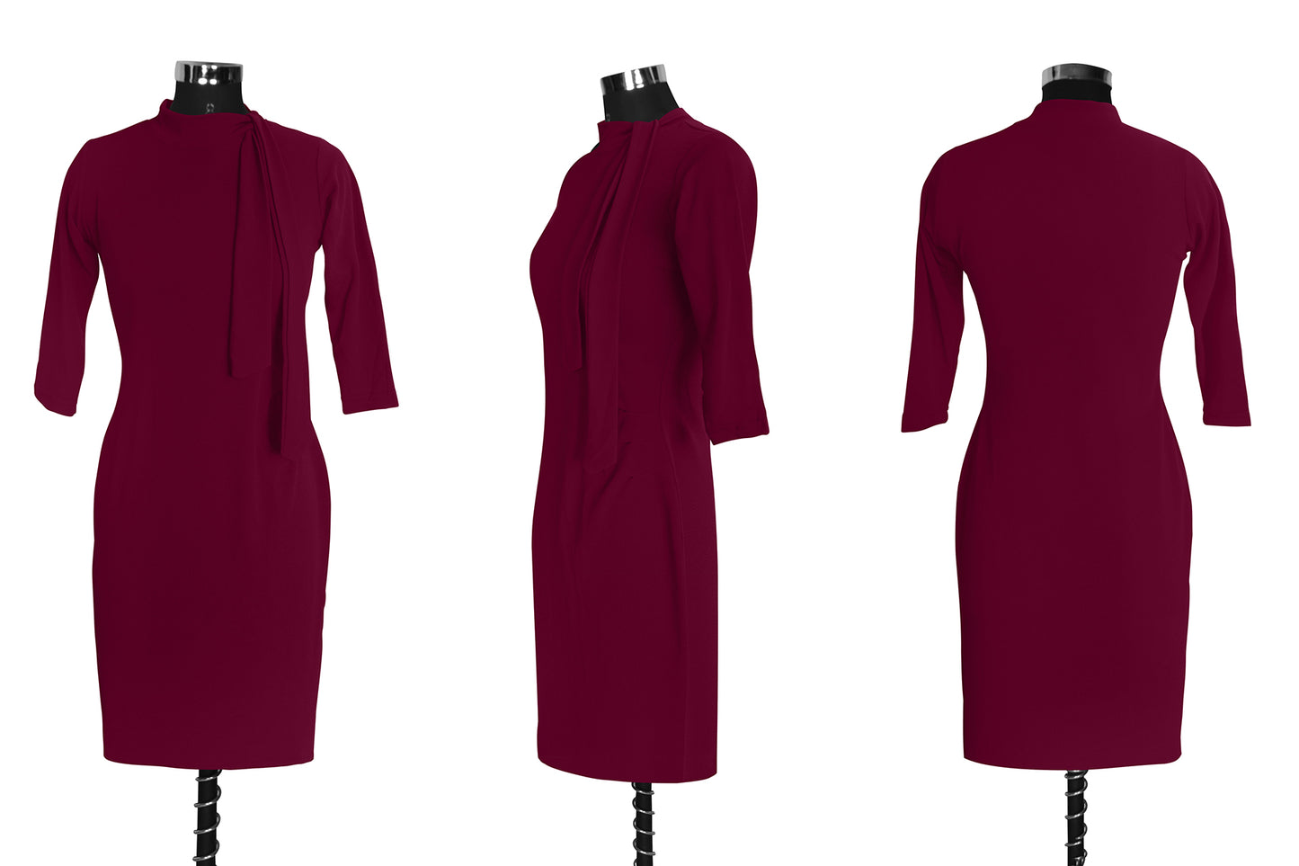 Elegant maroon party wear bodycon dress