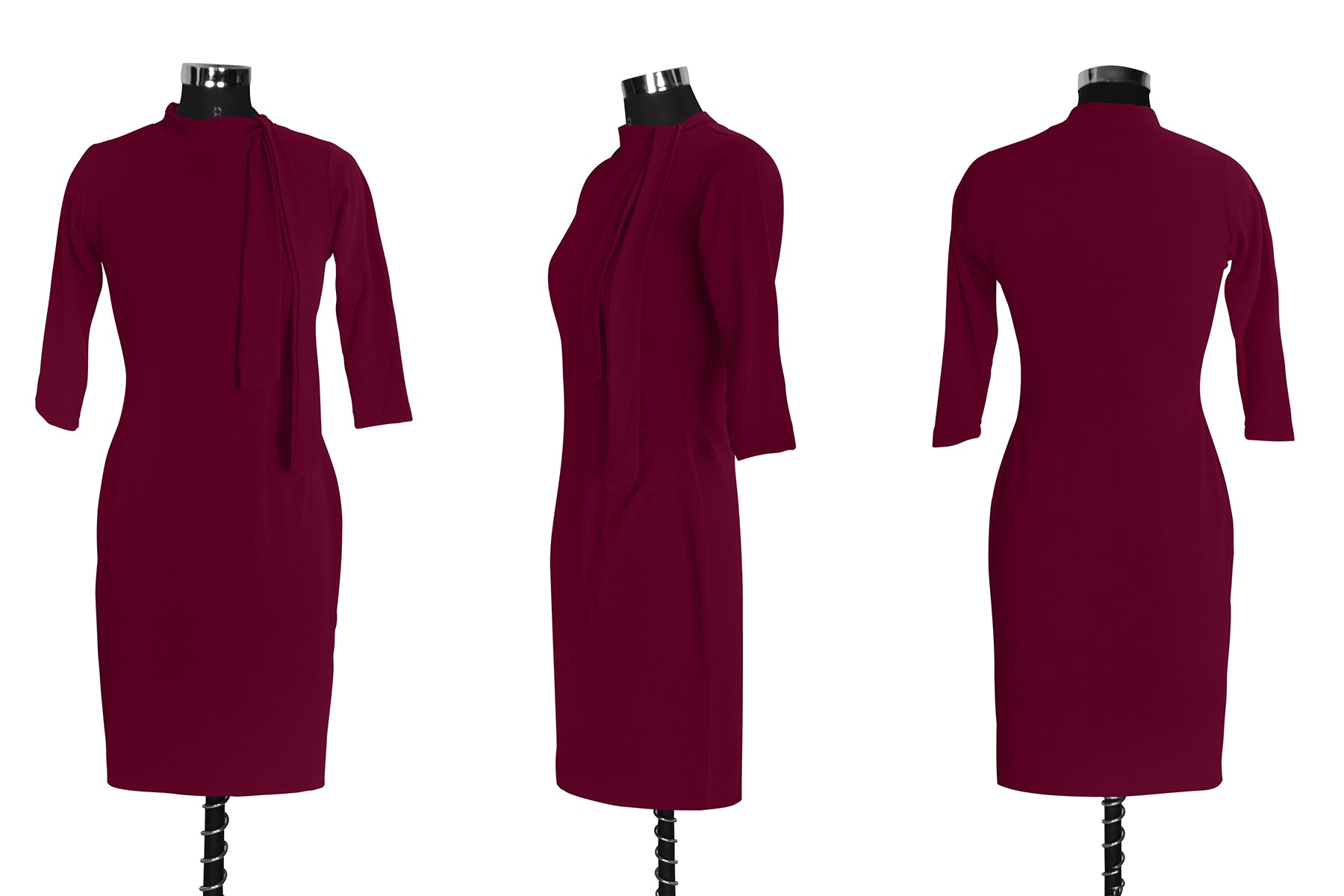Elegant maroon party wear bodycon dress