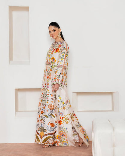 floral printed maxi dress, Korean BSY dress for women, floral festive dress, premium printed dress, modern Indian dress, Rakhi outfit for women, vacation maxi dress, elegant floral dress, luxury western dress for women, botanical print maxi dress