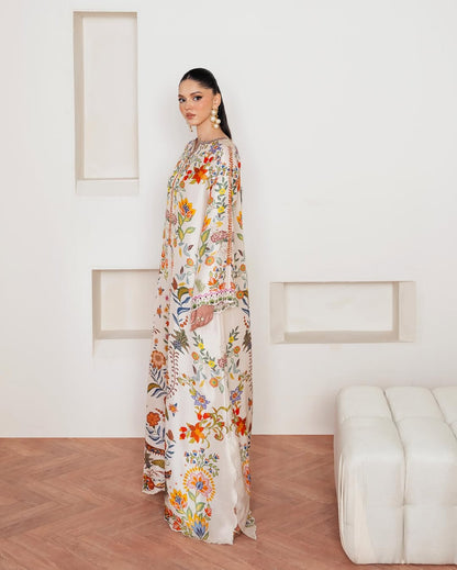 floral printed maxi dress, Korean BSY dress for women, floral festive dress, premium printed dress, modern Indian dress, Rakhi outfit for women, vacation maxi dress, elegant floral dress, luxury western dress for women, botanical print maxi dress