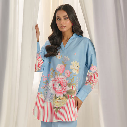 pastel floral co ord set, floral co ord set for women, linen co ord set for women, pastel blue co ord set, floral two piece set, women linen co ord set, printed co ord set, floral workwear outfit, smart casual co ord set, brunch outfit for women, vacation outfit for women, relaxed fit co ord set, elegant women co ord set, trendy co ord set for women, summer co ord set