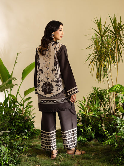 black co ord set for women, black printed co ord set, beige and black co ord set, printed co ord set for women, women co ord set, Korean BSY co ord set, Korean fabric co ord set, premium co ord set for women, comfortable co ord set, floral co ord set for women, printed two piece set, black floral co ord set, black beige outfit for women, black printed outfit for women, wide leg co ord set, wide leg pants set for women, stylish co ord set, elegant co ord set for women, women western co ord set, trendy co ord