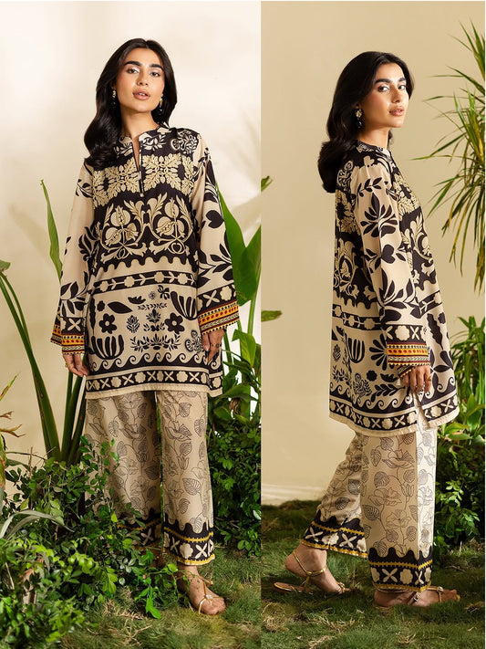 black co ord set for women, beige black co ord set, black beige co ord set, printed co ord set for women, black printed co ord set, floral co ord set for women, botanical print co ord set, Korean BSY co ord set, Korean fabric co ord set, premium co ord set for women, women two piece set, printed two piece outfit, black floral outfit for women, beige printed outfit, black and beige outfit for women, wide leg co ord set, wide leg pants set, relaxed fit co ord set, comfortable co ord set for women, elegant co 