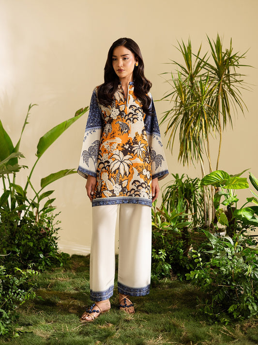 orange floral co ord set for women, Korean BSY co ord set, printed co ord set, floral printed co ord set, orange printed co ord set, wide leg pants co ord set, premium co ord set for women, women printed top and pants set, stylish western co ord set, vacation co ord set for women, brunch outfit for women, trendy co ord set, PoshBella co ord set