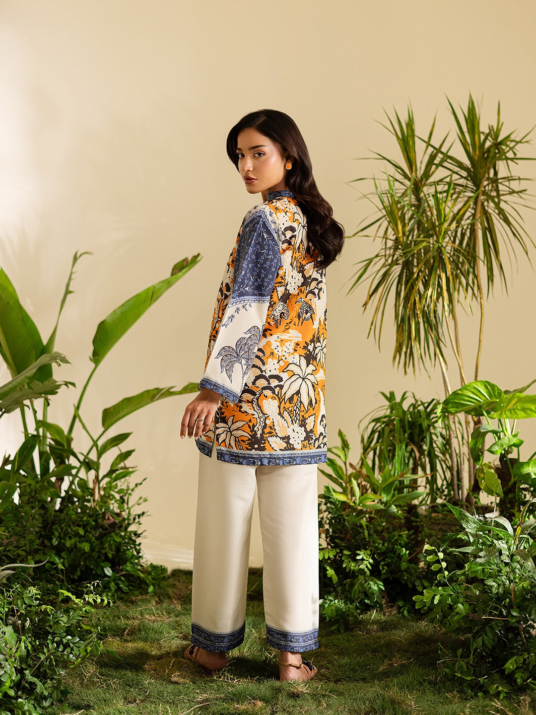 orange floral co ord set for women, Korean BSY co ord set, printed co ord set, floral printed co ord set, orange printed co ord set, wide leg pants co ord set, premium co ord set for women, women printed top and pants set, stylish western co ord set, vacation co ord set for women, brunch outfit for women, trendy co ord set, PoshBella co ord set