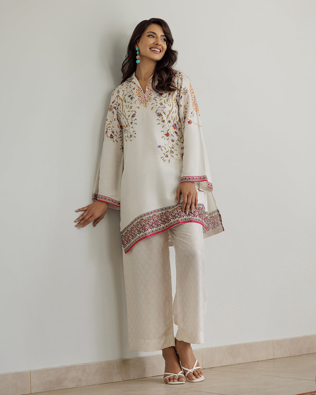 “PoshBella minimal printed elegant co-ord set for festive wear, perfect for bridesmaids and pre-wedding functions, smooth Korean BSY outfit for wedding season style.”