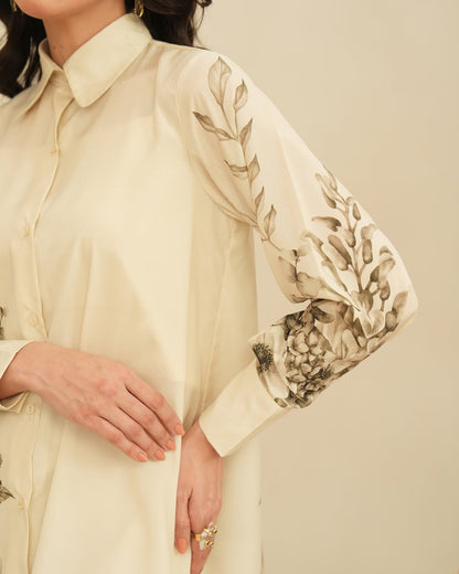 “Back view of soft Korean BSY floral co-ord set for women, suitable for weddings, bridal festivities, bridesmaid outfits, and elevated formal wear looks.”