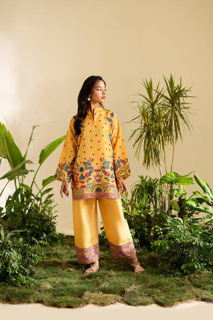 golden yellow co ord set for women, yellow printed co ord set, golden printed co ord set, linen co ord set for women, printed tunic and pants set, yellow floral co ord set, wide leg pants co ord set, ethnic inspired co ord set, statement printed co ord set, women summer co ord set, elegant co ord set for women, festive co ord set, workwear co ord set for women, brunch outfit for women, stylish printed two piece set, premium co ord set for women, PoshBella co ord set