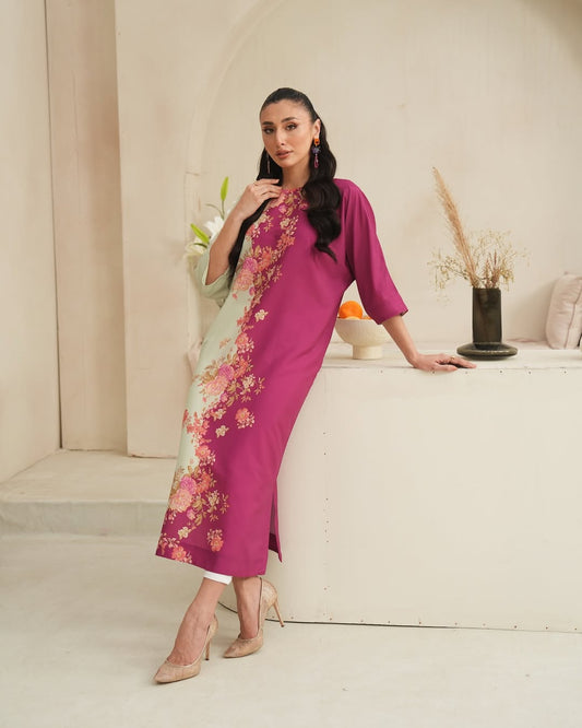 two tone dress for women, floral midi dress, floral dress for women, Korean BSY dress, statement midi dress, pink floral dress, magenta pink dress, mint green dress, printed midi dress, elegant western dress for women, party wear dress for women, brunch dress for women, office wear dress for women, festive dress for women, stylish midi dress online India, women’s western wear, PoshBella dresses