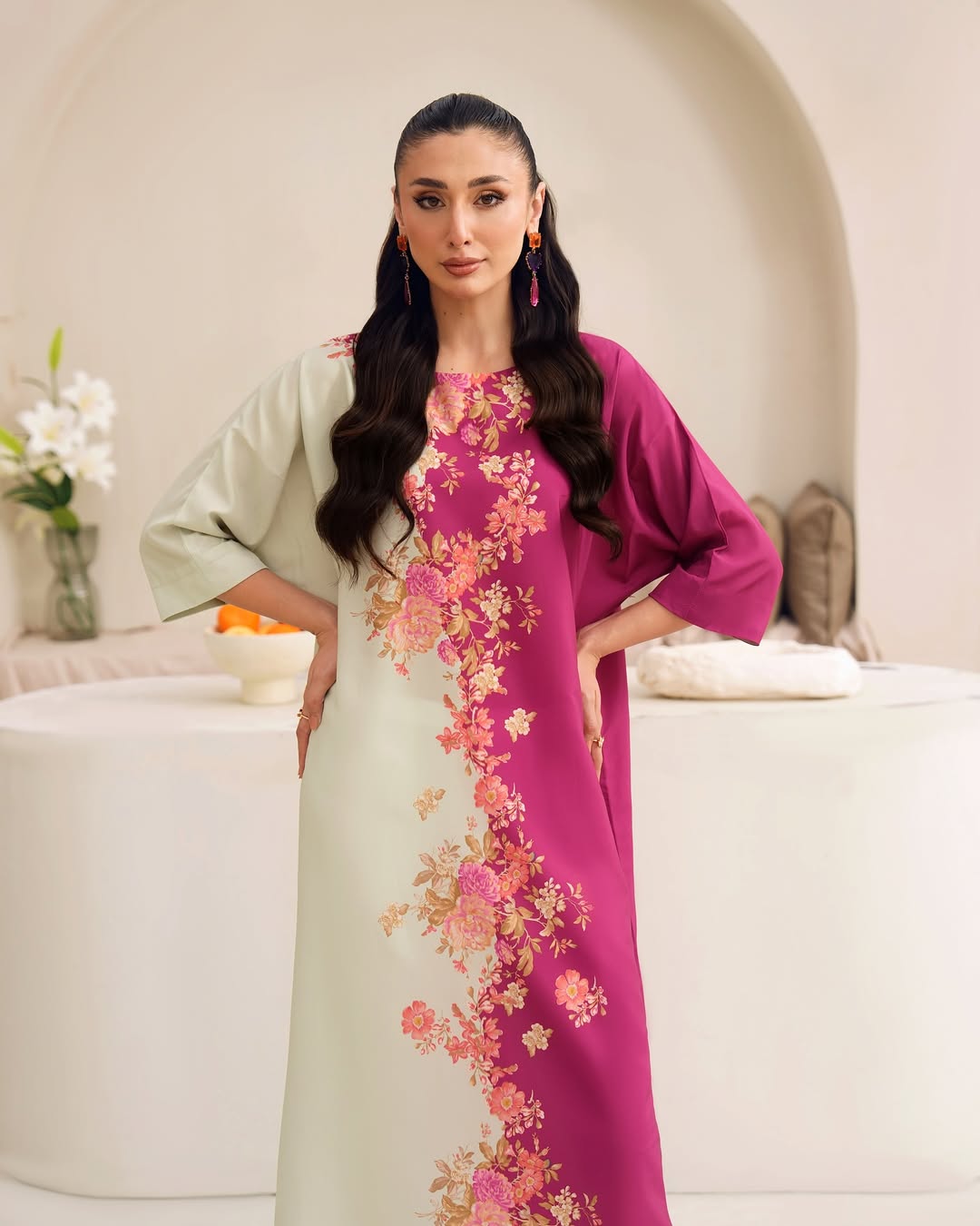 two tone dress for women, floral midi dress, floral dress for women, Korean BSY dress, statement midi dress, pink floral dress, magenta pink dress, mint green dress, printed midi dress, elegant western dress for women, party wear dress for women, brunch dress for women, office wear dress for women, festive dress for women, stylish midi dress online India, women’s western wear, PoshBella dresses