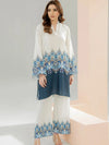white blue co ord set for women, white printed co ord set, blue printed co ord set, linen co ord set for women, white blue printed outfit, printed tunic and pants set, comfort fit co ord set, wide leg pants co ord set, women workwear co ord set, elegant co ord set for women, casual co ord set for women, summer co ord set, brunch outfit for women, vacation co ord set, travel outfit for women, printed two piece set for women, blue and white outfit for women, premium co ord set for women, stylish workwear outf