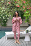 pink co-ord set for women, floral printed co-ord set, Korean BSY co-ord set, pink kurta set for women, printed kurta set, festive wear for women, ethnic co-ord set, contemporary ethnic wear, women’s festive outfit, office wear co-ord set, stylish kurta set for women