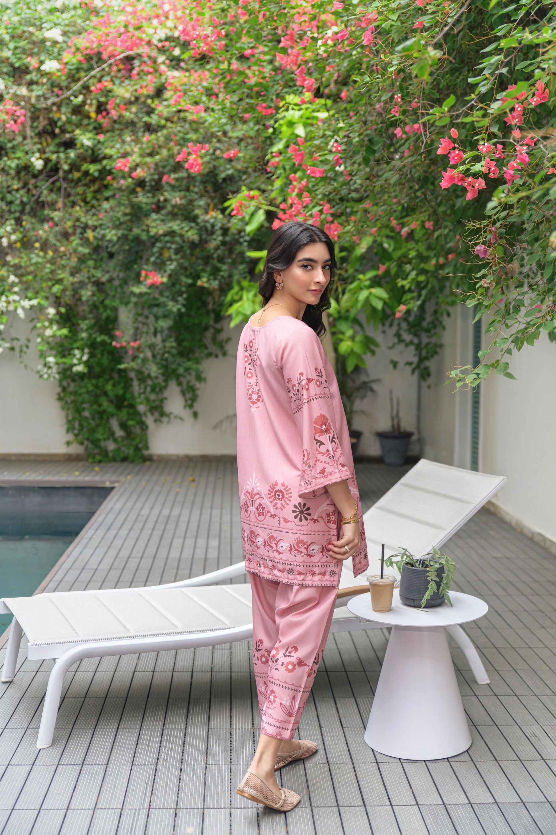 pink co-ord set for women, floral printed co-ord set, Korean BSY co-ord set, pink kurta set for women, printed kurta set, festive wear for women, ethnic co-ord set, contemporary ethnic wear, women’s festive outfit, office wear co-ord set, stylish kurta set for women
