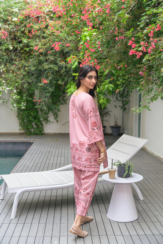 pink co-ord set for women, floral printed co-ord set, Korean BSY co-ord set, pink kurta set for women, printed kurta set, festive wear for women, ethnic co-ord set, contemporary ethnic wear, women’s festive outfit, office wear co-ord set, stylish kurta set for women