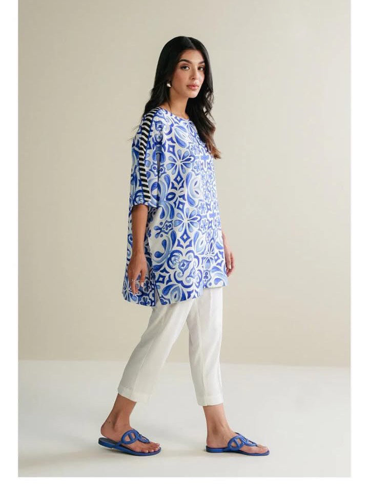 blue printed co ord set, printed co ord set for women, Korean BSY co ord set, blue white co ord set, women co ord set, printed two piece set, relaxed fit co ord set, stylish co ord set for women, workwear co ord set, casual co ord set for women, vacation co ord set, brunch outfit for women, smart casual co ord set, comfortable co ord set, trendy women’s co ord set