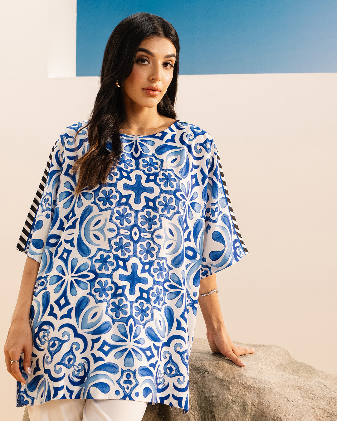 blue printed co ord set, printed co ord set for women, Korean BSY co ord set, blue white co ord set, women co ord set, printed two piece set, relaxed fit co ord set, stylish co ord set for women, workwear co ord set, casual co ord set for women, vacation co ord set, brunch outfit for women, smart casual co ord set, comfortable co ord set, trendy women’s co ord set