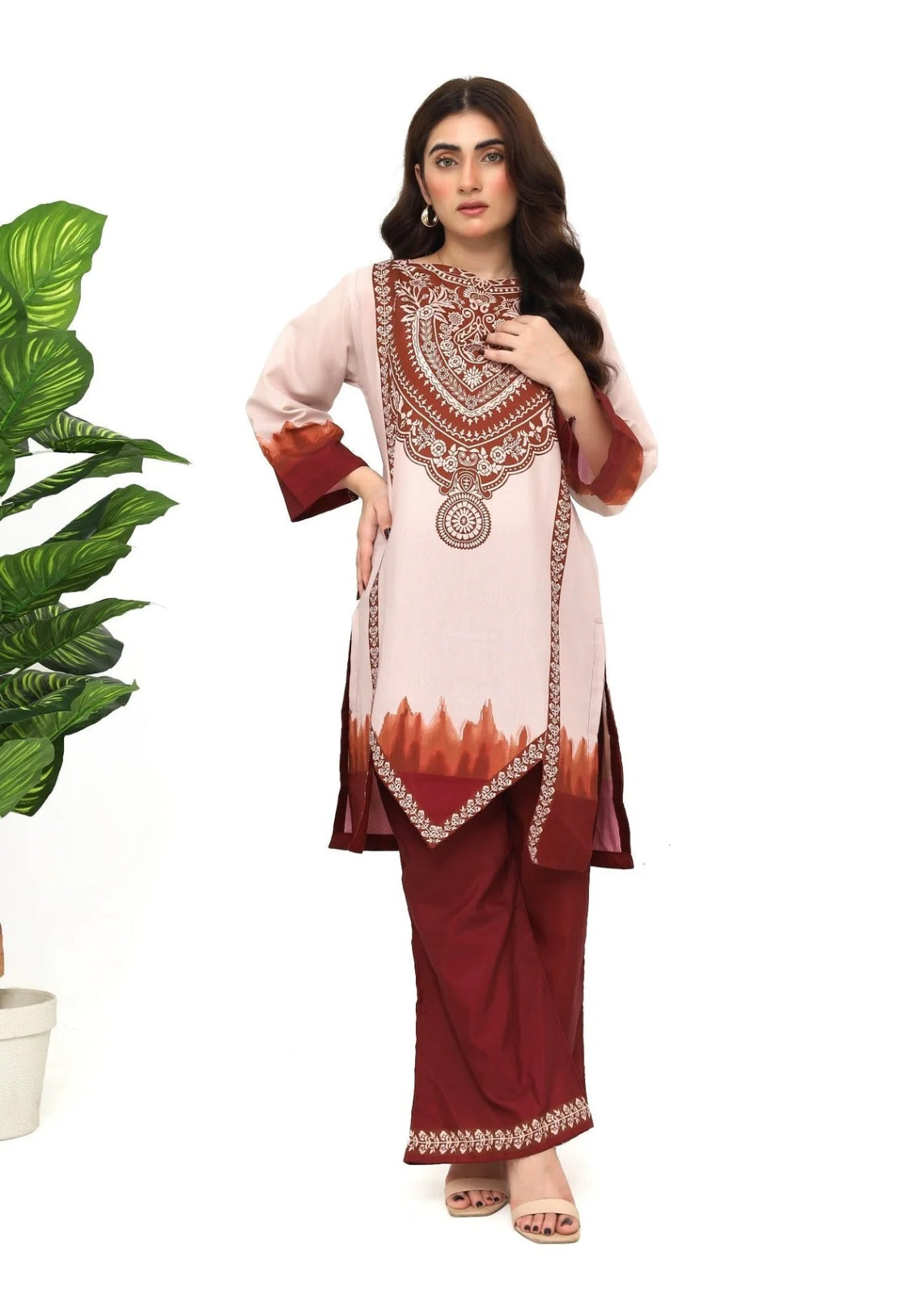 festive co-ord set for women, festive wear co-ord set, Korean BSY co-ord set, ethnic printed co-ord set, Rakhi outfit for women, Raksha Bandhan outfit, festive outfit for women, burgundy co-ord set, pink festive outfit, printed co-ord set for women, ethnic wear for women, festive party wear, stylish Rakhi outfit, modern ethnic wear, women’s festive fashion, co-ord set online India, PoshBella festive collection
