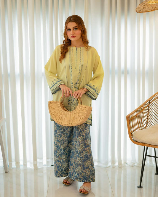 boho co-ord set for women, boho chic outfit, Korean BSY co-ord set, yellow co-ord set, floral co-ord set for women, printed co-ord set, wide leg co-ord set, festive outfit for women, brunch outfit for women, vacation outfit for women, casual co-ord set, stylish ethnic co-ord set, modern ethnic wear, women’s co-ord set online India, PoshBella co-ord set