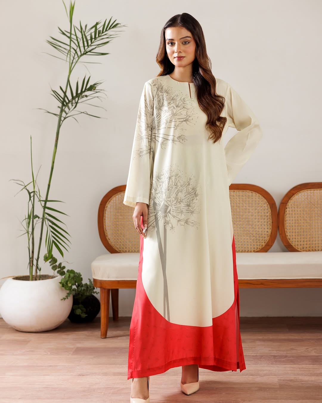 vintage printed dress, printed dress for women, Korean BSY dress, elegant printed dress, western dress for women, festive dress for women, stylish dresses for women, designer inspired dress, botanical print dress, floral printed dress, cream dress for women, red and cream dress, long dress for women, maxi dress for women, ethnic inspired dress, festive wear for women, party wear dress, occasion wear dress, brunch dress for women, elegant casual dress, trendy women’s dress, premium dress for women, PoshBella