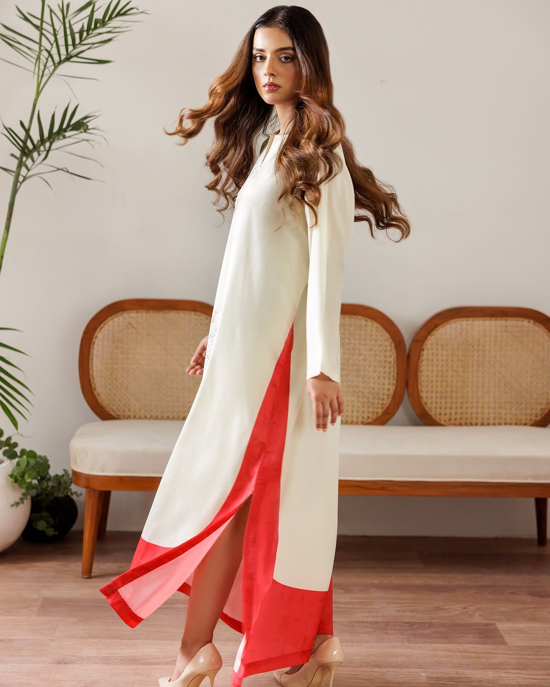 vintage printed dress, printed dress for women, Korean BSY dress, elegant printed dress, western dress for women, festive dress for women, stylish dresses for women, designer inspired dress, botanical print dress, floral printed dress, cream dress for women, red and cream dress, long dress for women, maxi dress for women, ethnic inspired dress, festive wear for women, party wear dress, occasion wear dress, brunch dress for women, elegant casual dress, trendy women’s dress, premium dress for women, PoshBella