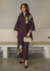 elegant printed co ord set, linen co ord set for women, printed linen co ord set, plum co ord set for women, floral co ord set, premium linen outfit, linen western wear for women, office wear co ord set, smart casual outfit for women, formal co ord set for women, elegant office wear, women's linen outfit, printed matching set for women, floral printed outfit, comfortable co ord set, relaxed fit co ord set, brunch outfit for women, kitty party outfit, travel outfit for women, lunch date outfit, everyday co o