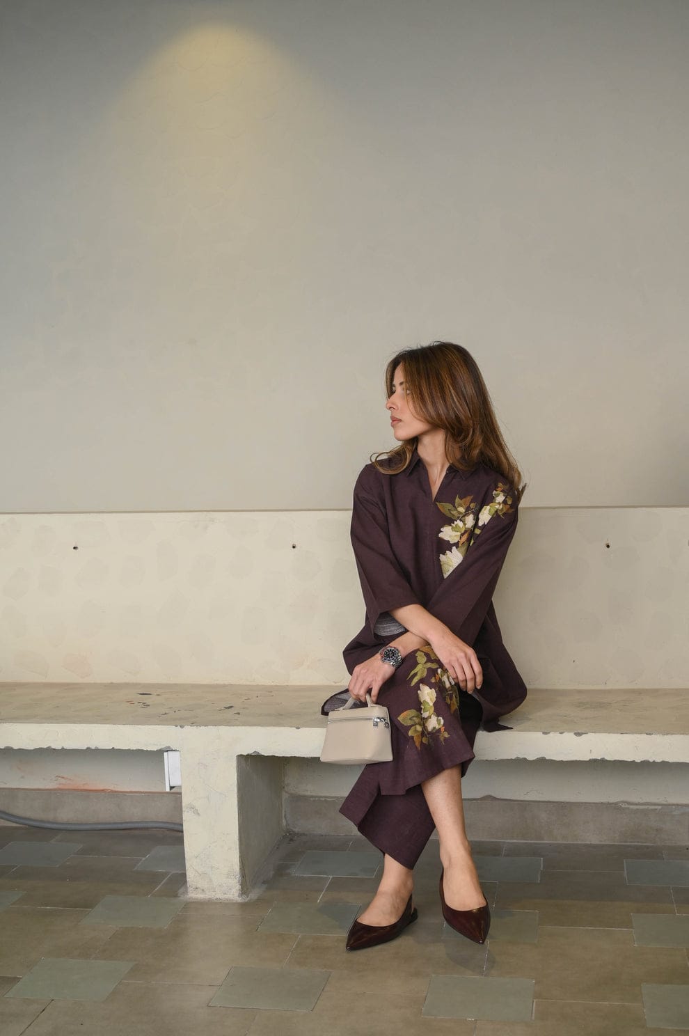 elegant printed co ord set, linen co ord set for women, printed linen co ord set, plum co ord set for women, floral co ord set, premium linen outfit, linen western wear for women, office wear co ord set, smart casual outfit for women, formal co ord set for women, elegant office wear, women's linen outfit, printed matching set for women, floral printed outfit, comfortable co ord set, relaxed fit co ord set, brunch outfit for women, kitty party outfit, travel outfit for women, lunch date outfit, everyday co o