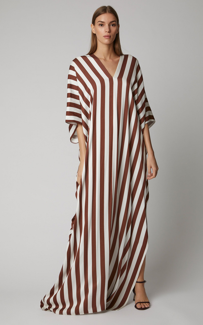 Choco-Stripes Maxi Dress