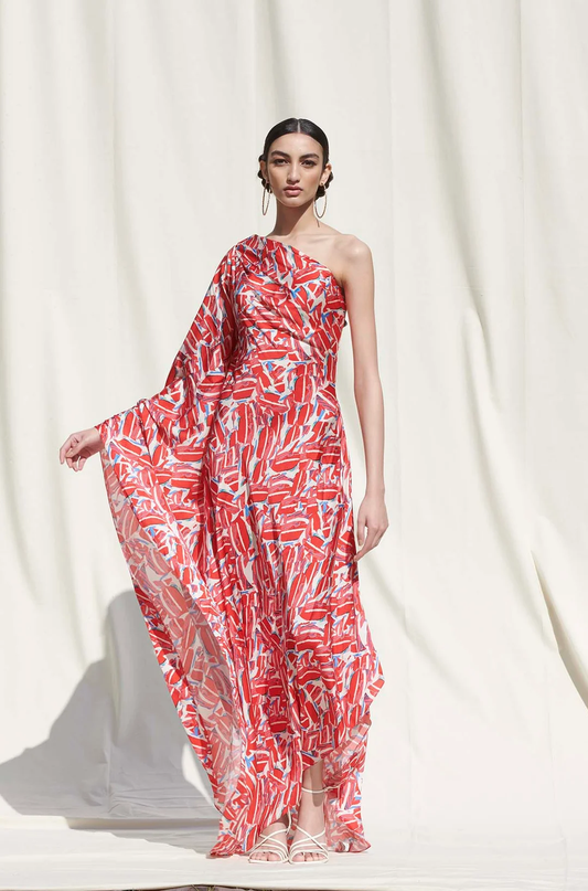 Red One-Shoulder Gown