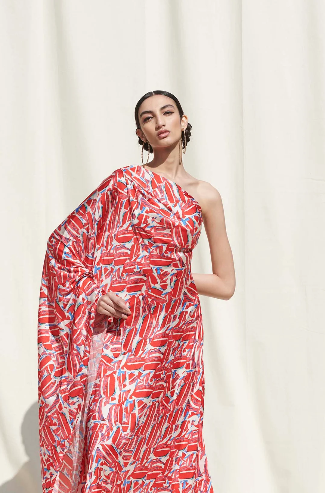 Red One-Shoulder Gown