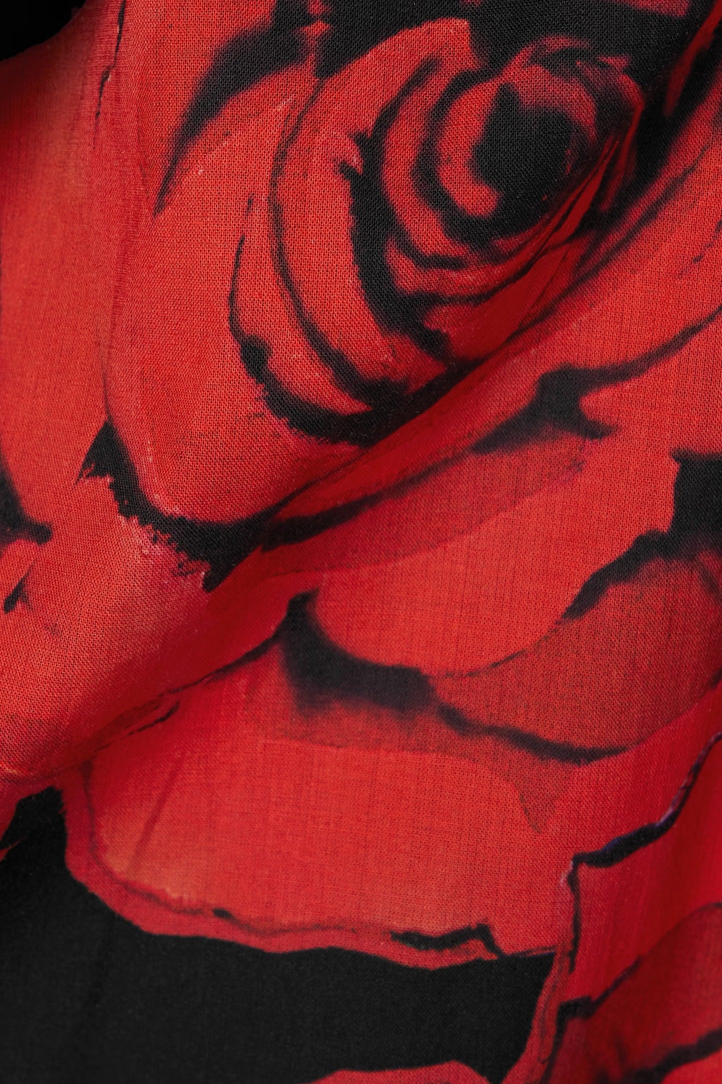 Black floral shirt dress with red rose print for women