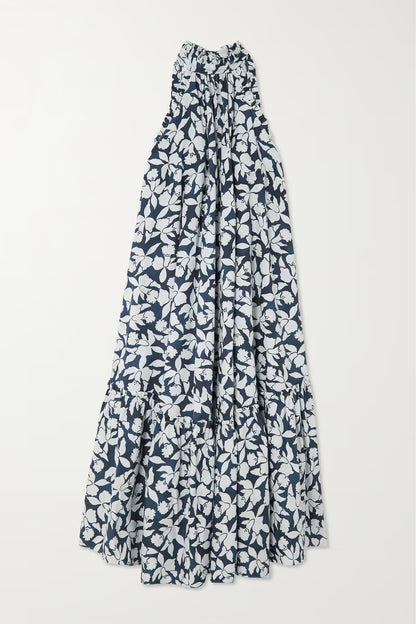 Floral Halter Neck Maxi Dress