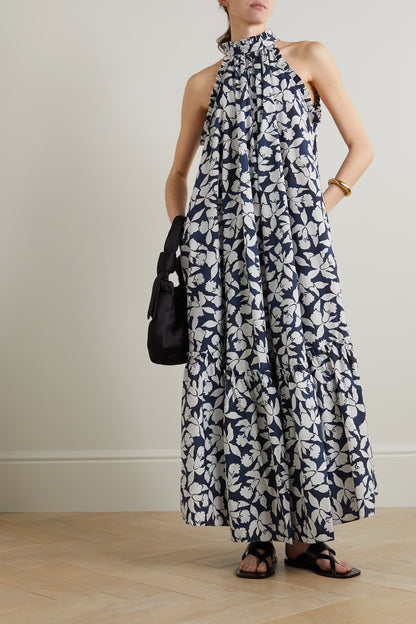Floral Halter Neck Maxi Dress
