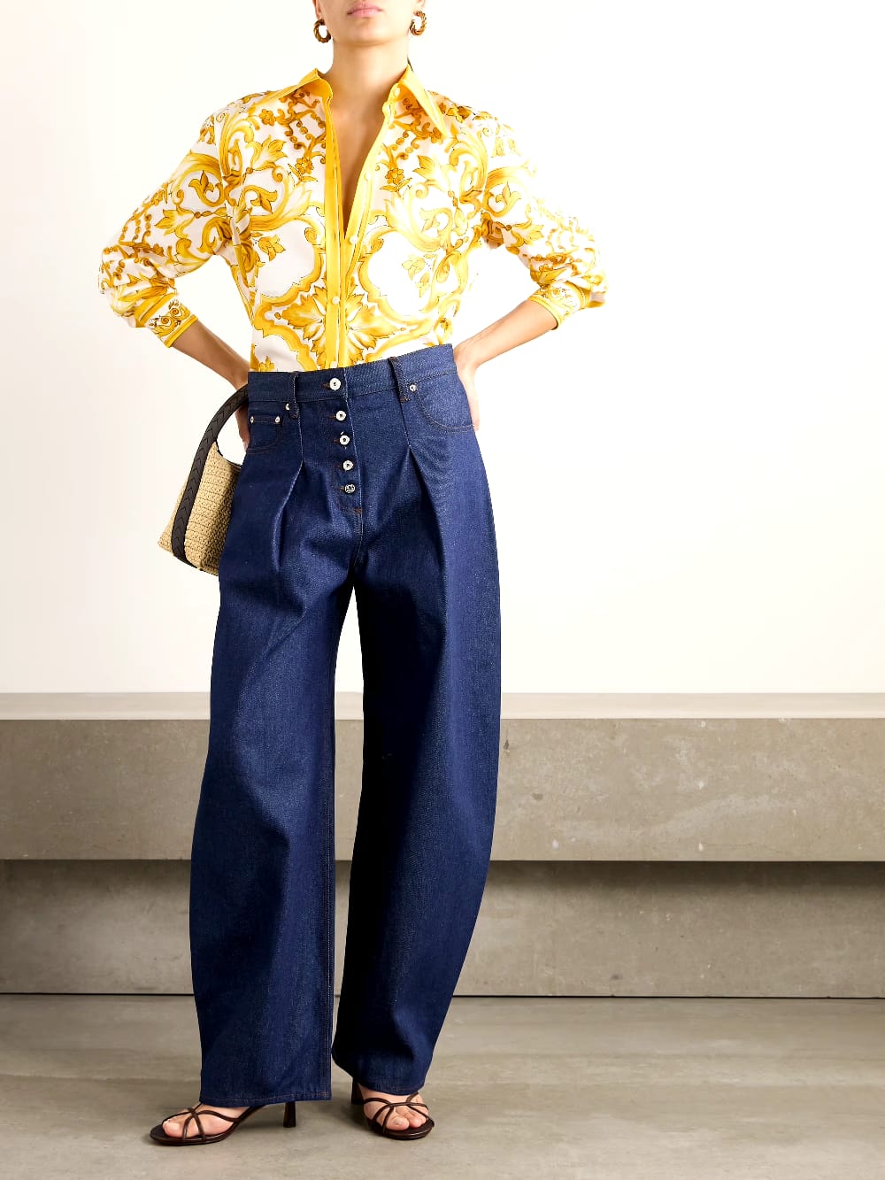 maiolica printed shirt, satin shirt for women, printed satin shirt, women’s formal shirt, golden printed shirt, yellow printed shirt for women, baroque print shirt, statement shirt for women, premium satin shirt, button down shirt for women, full sleeve shirt for women, designer printed shirt, elegant office wear for women, smart casual shirt, party wear shirt for women, stylish western wear, women’s fashion shirt, shirt for office meetings, printed shirt online India, PoshBella women’s wear