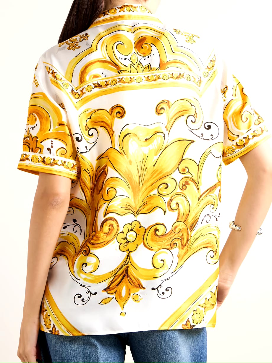 Yellow Floral Satin Shirt